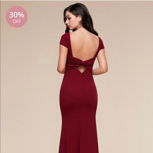 Azazie Pure Beauty Burgundy Stretch Maxi Dress
